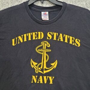 BAYSIDE UNITED STATES NAVY Anchor Graphic T Shirt Men's Large Black Made in USA
